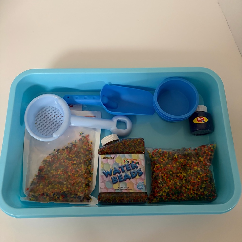 Water Beads Sensory Kit Kids Bin Play Set Scoops Tools Activity Case Montessori